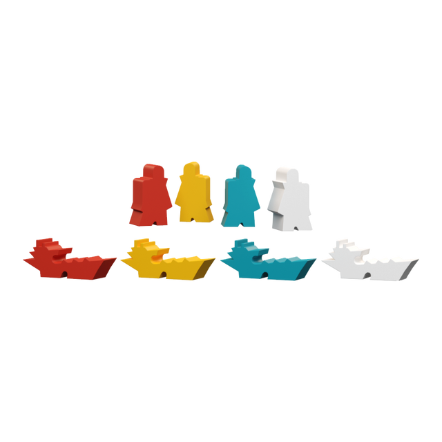 Renders of the meeples included in the Arcs base game