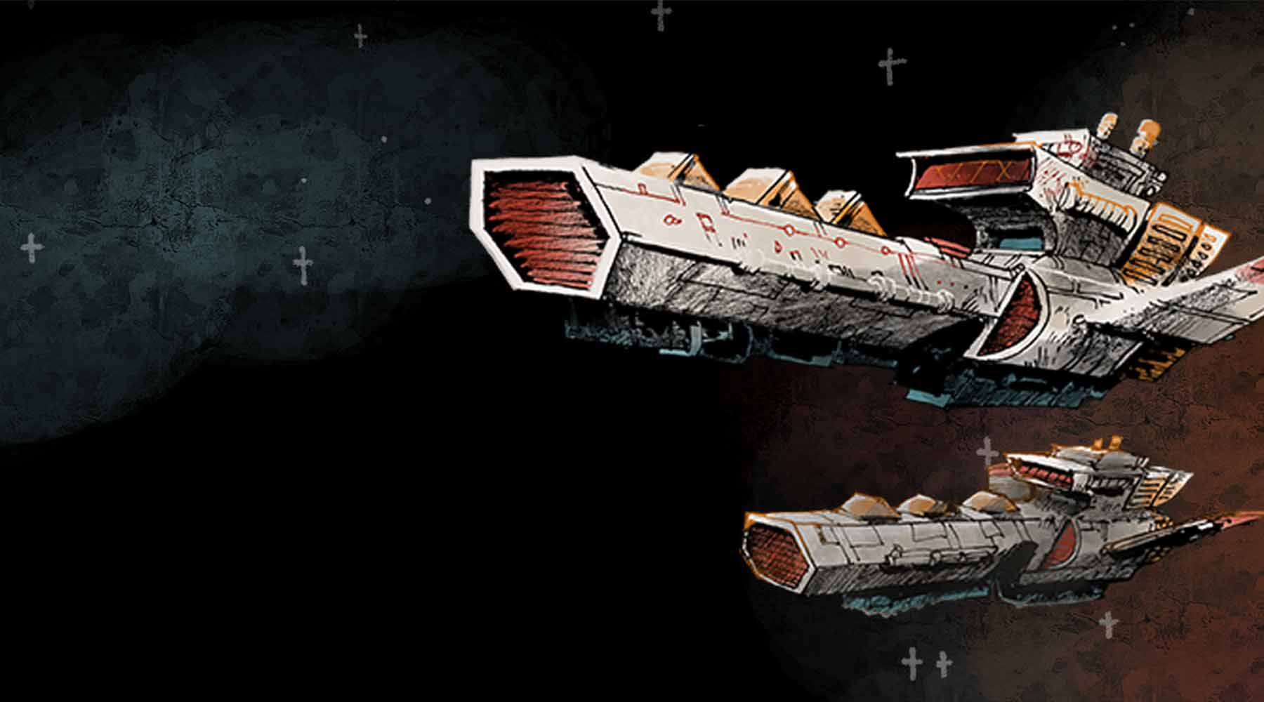 Arcs ship on a starfield