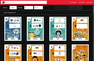 Screen shot of the Leder Card Database featuring Fort cards