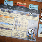 Close up on the Keepers in Iron player board and components