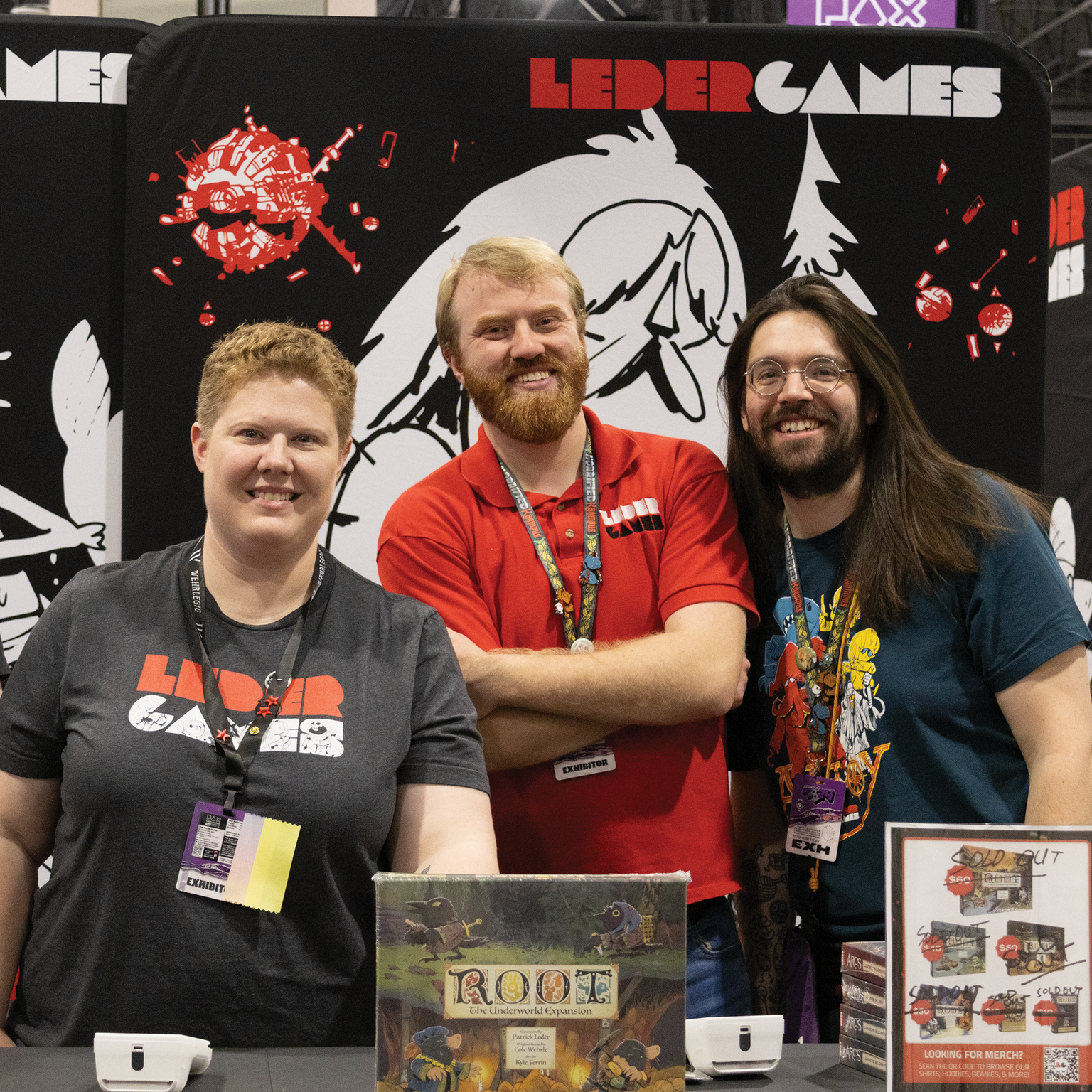 Liz, Ted, and Nick at the PAX Unplugged 2024 booth