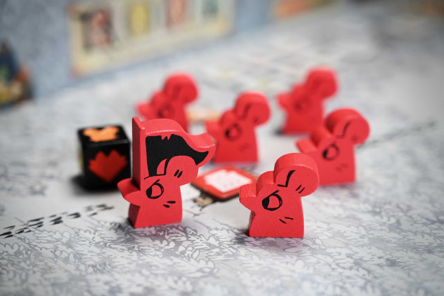 Warlord and rat meeples on the winter map