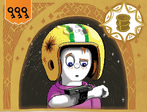 A card featuring Commander Keen, designed by Cole Wehrle