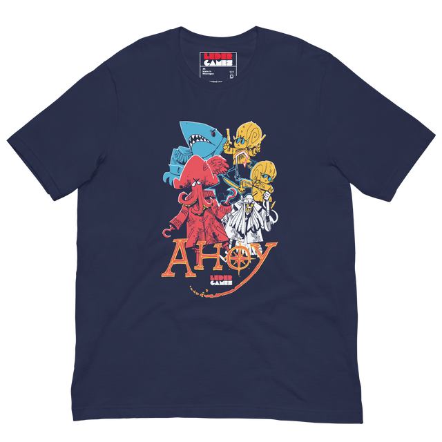 Navy tee with Ahoy character print
