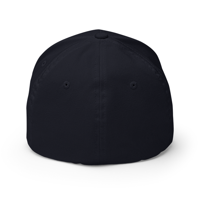 Back of black stretch fit cap