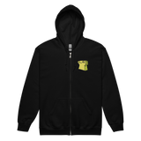 Black Zip Hoodie with Lizard Cult Meeple embroidered on left chest