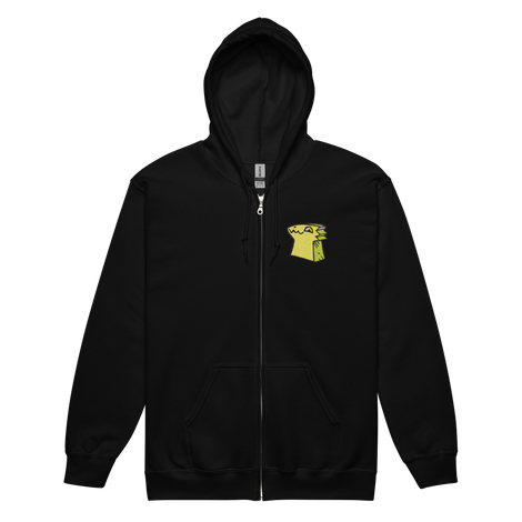 Black Zip Hoodie with Lizard Cult Meeple embroidered on left chest