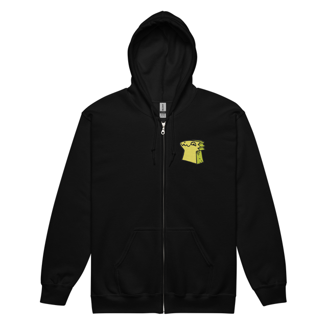 Black Zip Hoodie with Lizard Cult Meeple embroidered on left chest