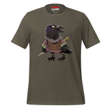 Army Green t-shirt with Corvid crow character print