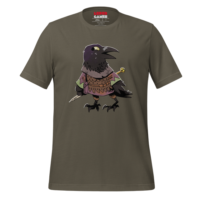 Army Green t-shirt with Corvid crow character print