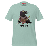 Light Green t-shirt with Corvid crow character print
