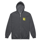 Dark grey Zip Hoodie with Lizard Cult Meeple embroidered on left chest