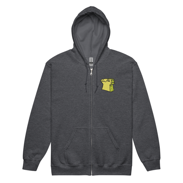 Dark grey Zip Hoodie with Lizard Cult Meeple embroidered on left chest