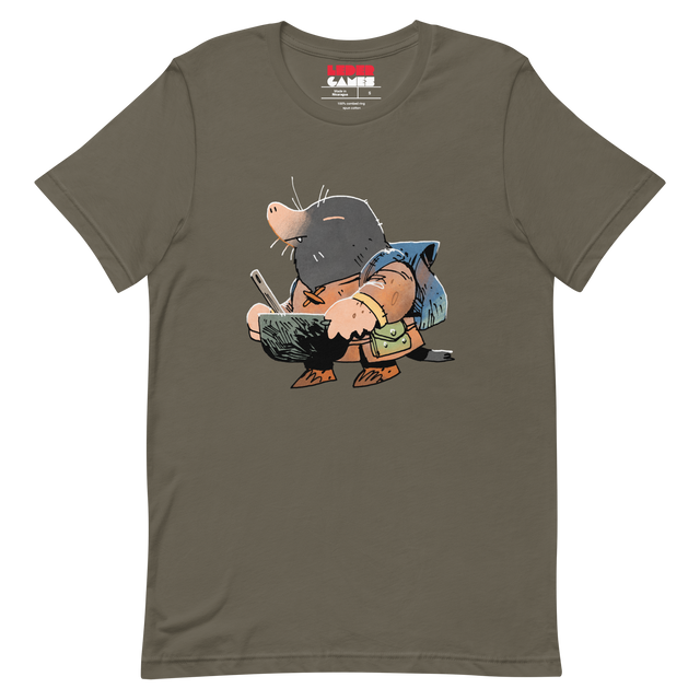Army green t shirt with Underground Duchy print