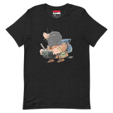 Black Heather t shirt with Underground Duchy print