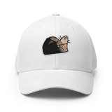 White baseball cap with embroidered Underground Duchy VP symbol 