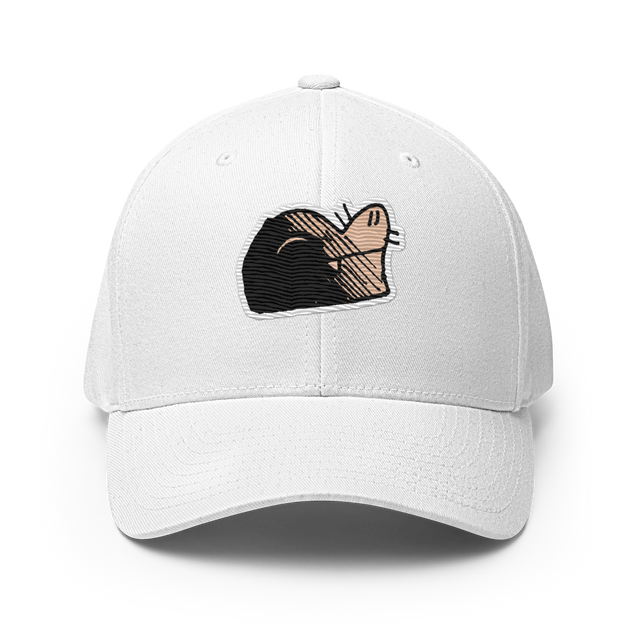 White baseball cap with embroidered Underground Duchy VP symbol 