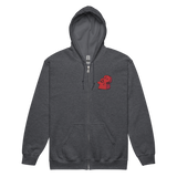 Dark grey hoodie with Lord of the Hundreds meeple embroidered on left chest