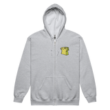 Light Grey Zip Hoodie with Lizard Cult Meeple embroidered on left chest