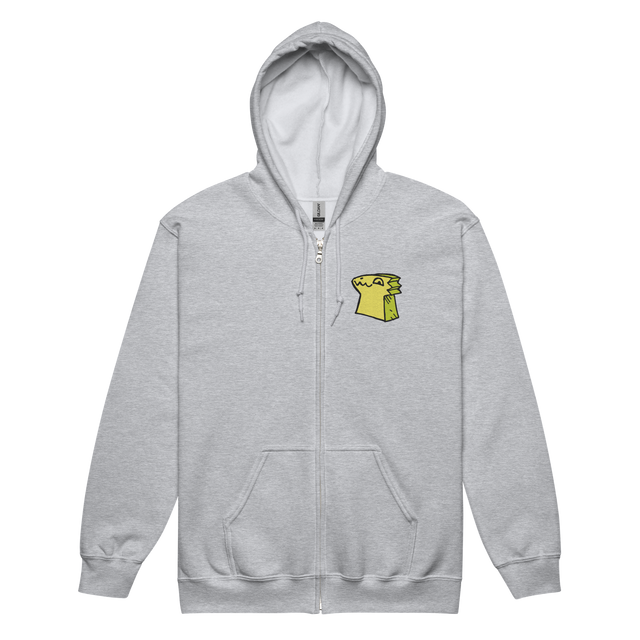 Light Grey Zip Hoodie with Lizard Cult Meeple embroidered on left chest