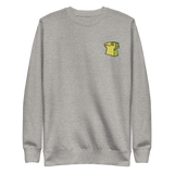 Light grey crewneck sweatshirt with the Lizard Cult meeple embroidered on the left chest.