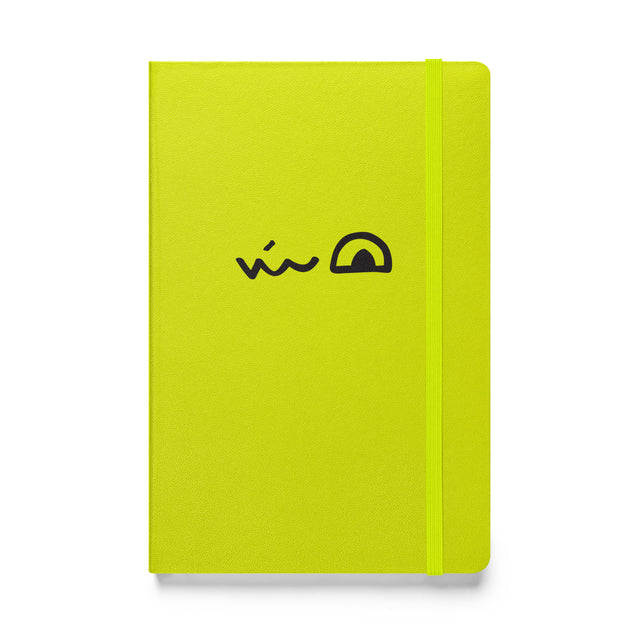 An acid green notebook featuring the smirk of the Lizard Cult meeple