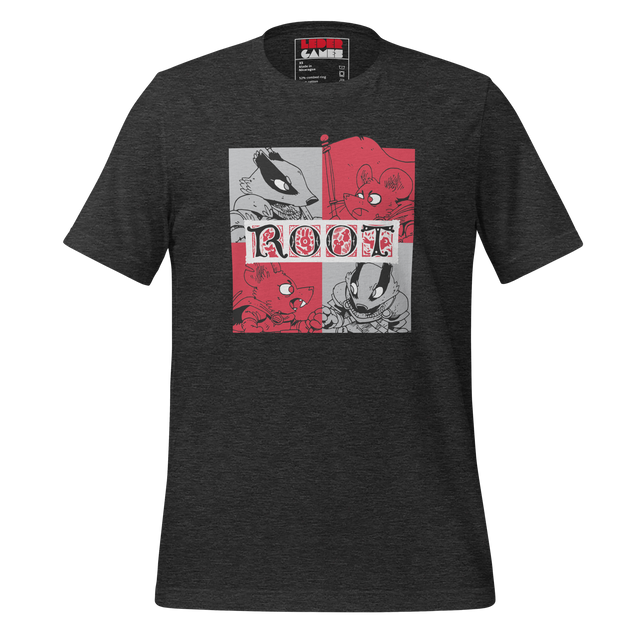 Dark grey tee with a block-style Marauder character print