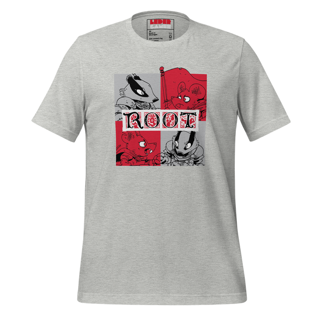 Light grey tee with a block-style Marauder character print