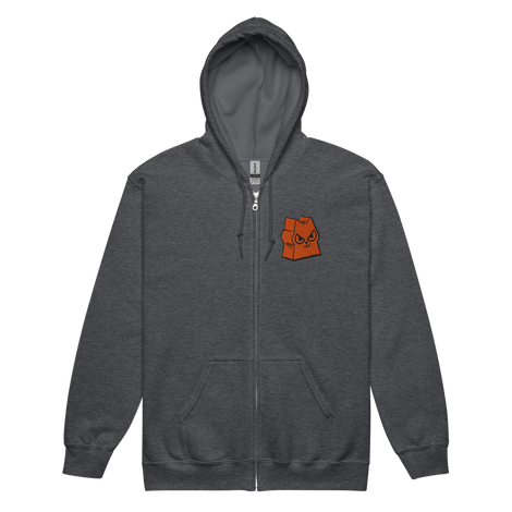 Dark Grey zip hoodie with Marquise Meeple embroidered on left chest