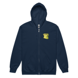 Navy Zip Hoodie with Lizard Cult Meeple embroidered on left chest