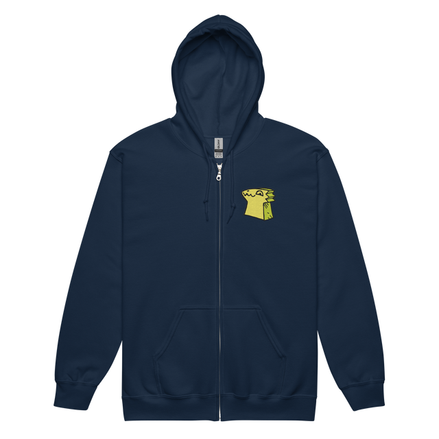 Navy Zip Hoodie with Lizard Cult Meeple embroidered on left chest