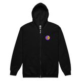 A black zip hoodie with the Chancellor Mask from Oath embroidered on the left chest.