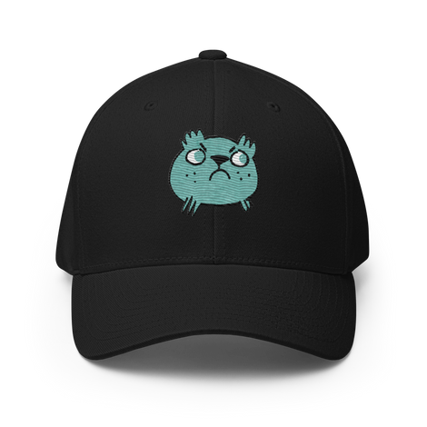 Black baseball cap featuring the Riverfolk Company's VP marker embroidered on the front.