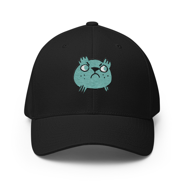 Black baseball cap featuring the Riverfolk Company's VP marker embroidered on the front.
