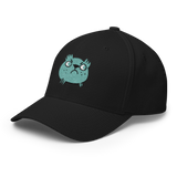 Three-quarter view of a Black baseball cap featuring the Riverfolk Company's VP marker embroidered on the front.