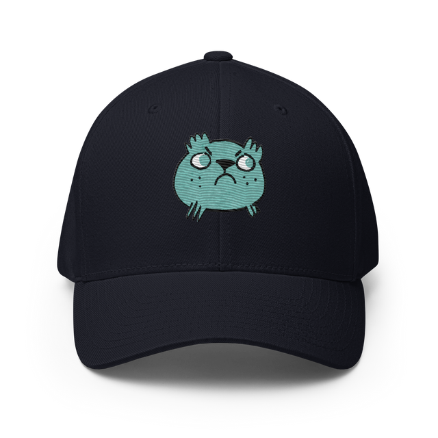 Navy baseball cap featuring the Riverfolk Company's VP marker embroidered on the front.
