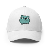White baseball cap featuring the Riverfolk Company's VP marker embroidered on the front.