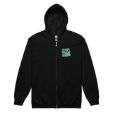 Black Zip Hoodie with Riverfolk Otter meeple embroidered on left chest