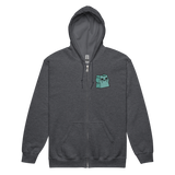 Dark Grey Zip Hoodie with Riverfolk Otter meeple embroidered on left chest