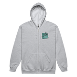 Light Grey zip Hoodie with Riverfolk Otter meeple embroidered on left chest