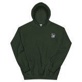 A green hoodie with the Keepers meeple embroidered on the left chest.