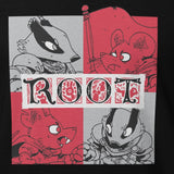 Close up on Root Marauder character print on black