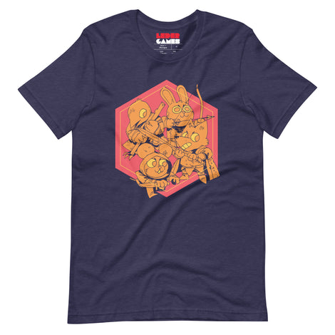 The Woodland Alliance group shield on a dark blue t-shirt