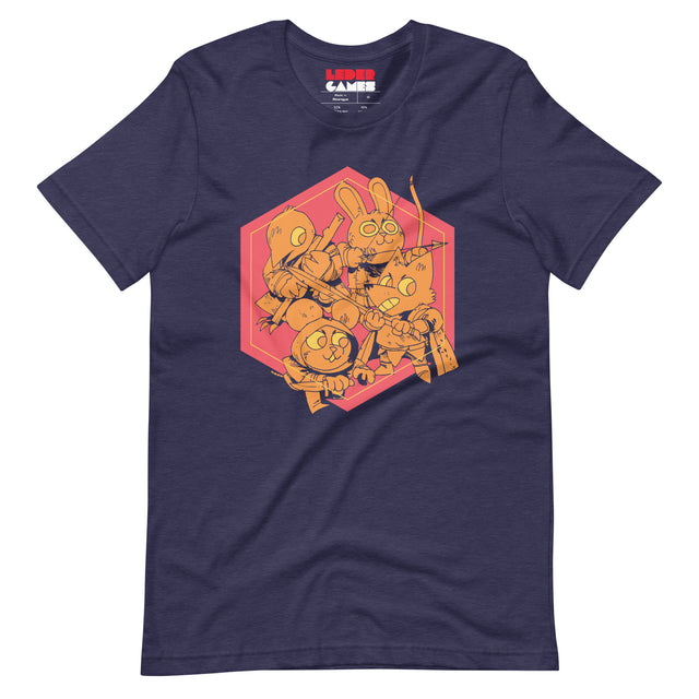 The Woodland Alliance group shield on a dark blue t-shirt