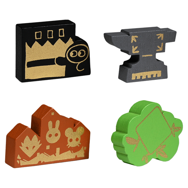 The Root Landmarks Pack's 4 meeples