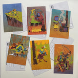 All six postcards