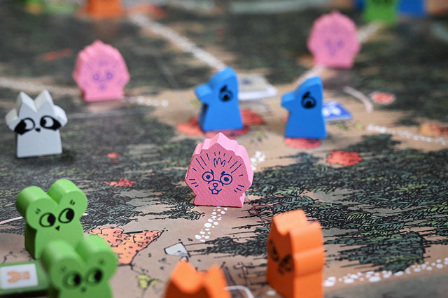 Bandit hireling meeples in-game on the Root fall board