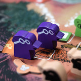 Corvid Spies hireling meeples on the Mountain game board