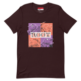 The factions from the Underworld Expansion (Underground Duchy and Corvid Conspiracy) in bold block orange and purple on an Oxblood Black tee