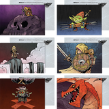 Photo of the six art pieces included in the postcard set